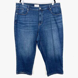 Lane Bryant Mid-Rise Boyfriend Capri Jeans Sz 18 Signature Fit Dark Wash